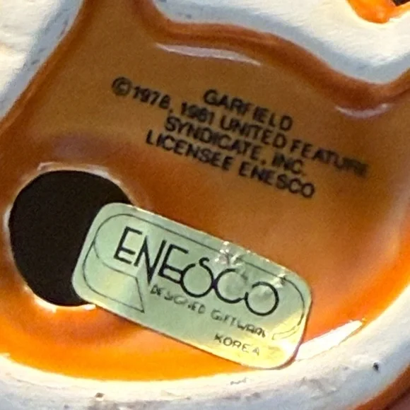 Enesco Garfield Figurine Vintage Orange Black Tuxedo Top Hat Ceramic Collectible - Picture 5 of 7